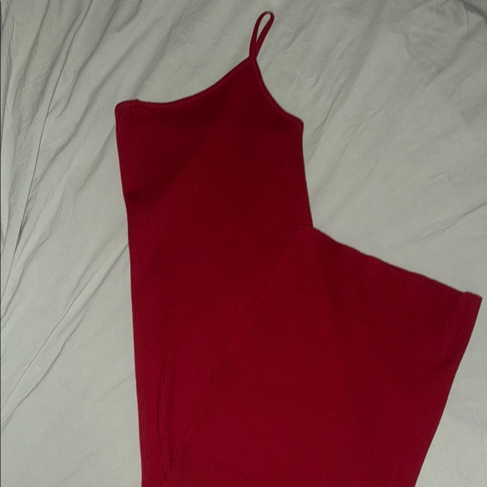 Red One Sleeve Knit Dress